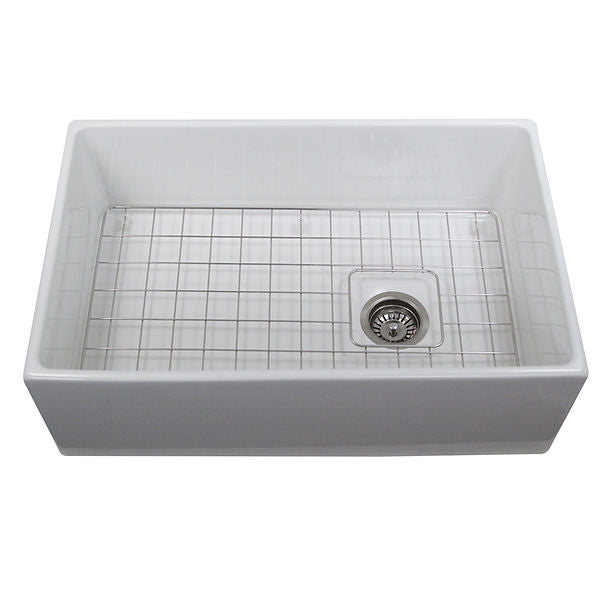 Nantucket 30" Farmhouse Fireclay Sink with Drain and Grid