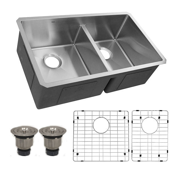 Nantucket Pro Series Large Rectangle Double Bowl Undermount Small Radius Corners Stainless Steel Kitchen Sink