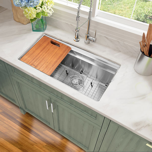 Nantucket SR-PS-3018-16 - 30" Pro Series Prep-Station Single Bowl Undermount Stainless Steel Kitchen Sink with Included Accessories