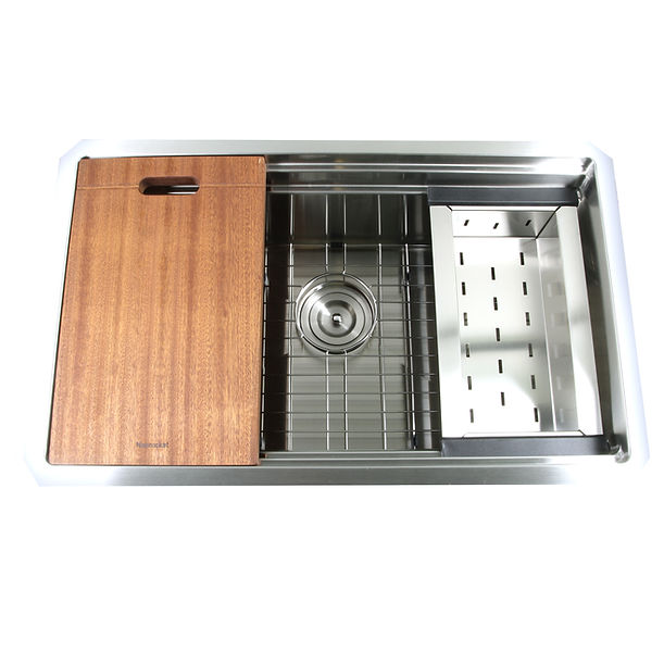 Nantucket SR-PS2-2818-16 - 28" Pro Series Prep-Station Single Bowl Undermount Stainless Steel Kitchen Sink with Included Accessories