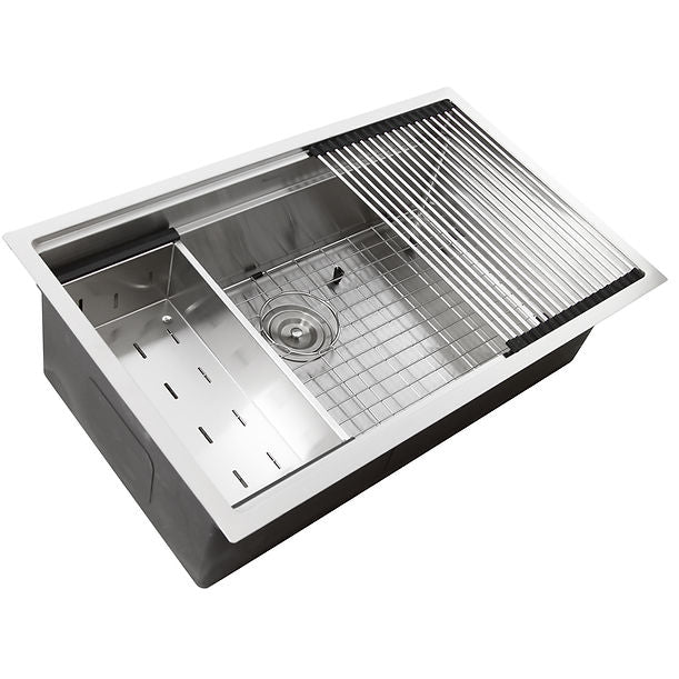 Nantucket SR-PS-3220-16 - 32" Professional Prep Station Small Radius Undermount Stainless Kitchen Sink with Accessories