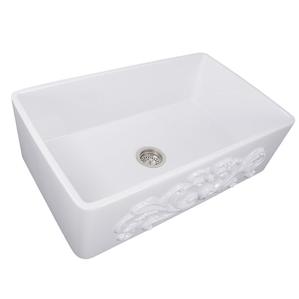 Nantucket 33" Farmhouse Fireclay Sink with Filigree Apron