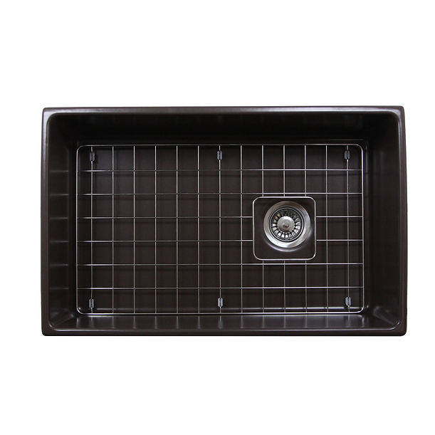Nantucket 30" Farmhouse Fireclay Sink with Drain and Grid