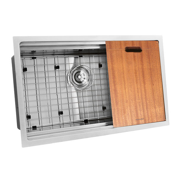 Nantucket SR-PS2-2818-16 - 28" Pro Series Prep-Station Single Bowl Undermount Stainless Steel Kitchen Sink with Included Accessories