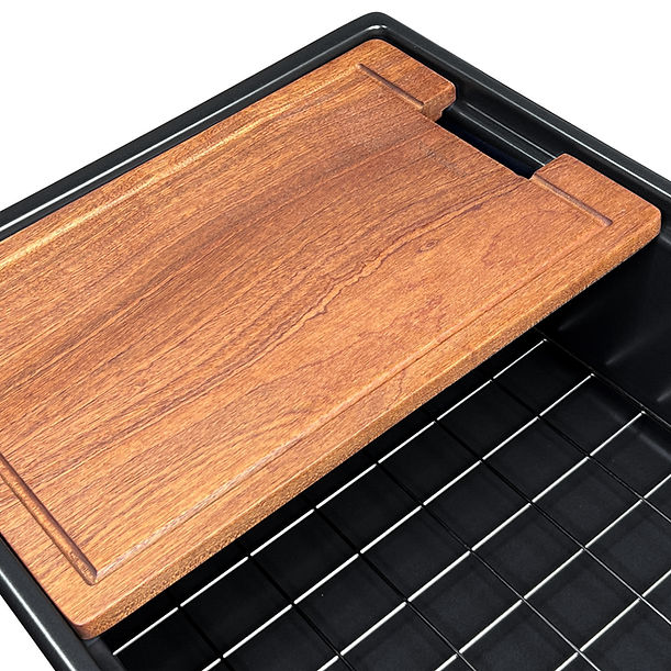 Nantucket 36" Matte Black Farmhouse Workstation Fireclay Sink with Offset Drain