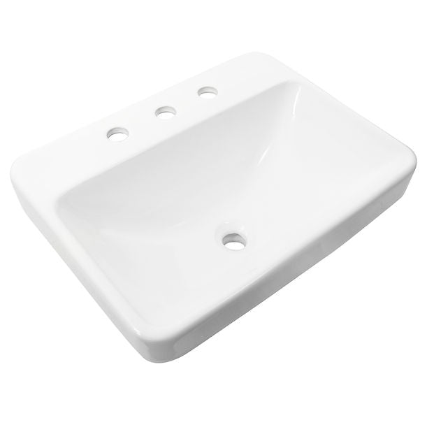 Nantucket 23" 3-hole Rectangular Drop-In Ceramic Vanity Sink DI-2317-R8