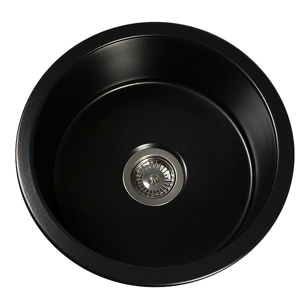 Nantucket 18" Fireclay Round Bar-Prep Sink In Matte Black