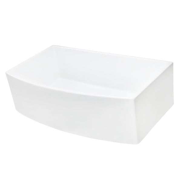 Italian Made Fine Fireclay Curved Apron Farmer Sink Optional Bottom Grid - BG-FC3320CA