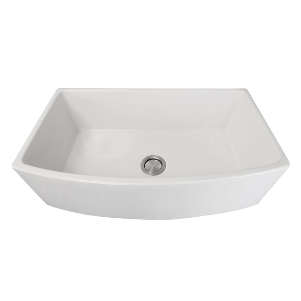 Italian Made Fine Fireclay Curved Apron Farmer Sink Optional Bottom Grid - BG-FC3320CA