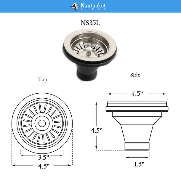Nantucket Basket Strainer Kitchen Drain NS35L