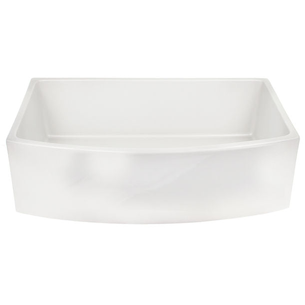 Italian Made Fine Fireclay Curved Apron Farmer Sink Optional Bottom Grid - BG-FC3320CA