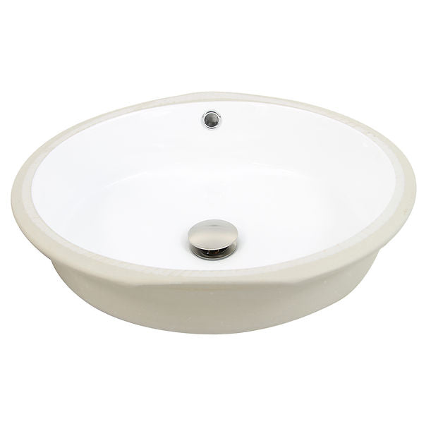 Flat Bottom Oval Undermount Sink - White - 17x 14 - Bowl depth 4.5