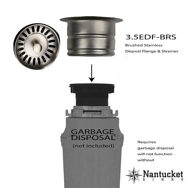 Nantucket Sink 3.5" Extended Flange Disposal Kitchen Drain