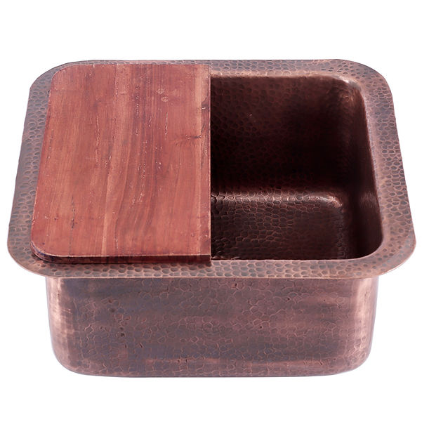 Nantucket SQRC-OF - 16.25" Hand Hammered Copper Square Undermount Bathroom Sink