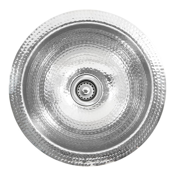 Nantucket ROS 13" Hand Hammered Stainless Steel Round Bar Sink
