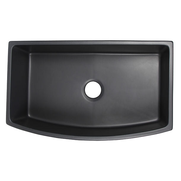 Italian Made Fine Fireclay Curved Apron Farmer Sink Optional Bottom Grid - BG-FC3320CA