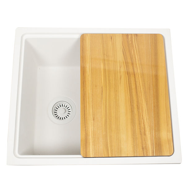 Nantucket 22" Dualmount Granite Composite Prep-Station with Side Set Drain