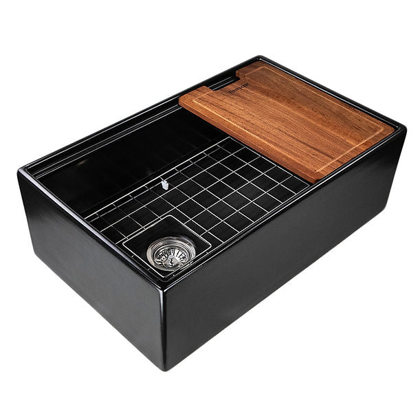 Nantucket 30" Workstation Fireclay Apron Sink Side Drain