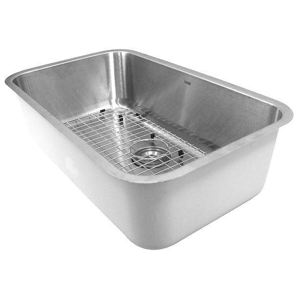 Nantucket NS3018-9-16 30" Large Rectangle Single Bowl Undermount Stainless Steel Kitchen Sink, 9"es Deep