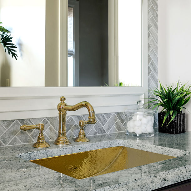 Nantucket TRB2416-OF - 23.5" X 15.5" Hand Hammered Brass Rectangle Undermount Bathroom Sink with Overflow