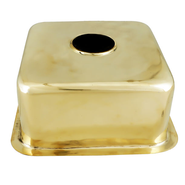 Nantucket SQRB-7SM 16.62" Smooth Unlacquered Brass Square Undermount or Top Mount Bar Sink