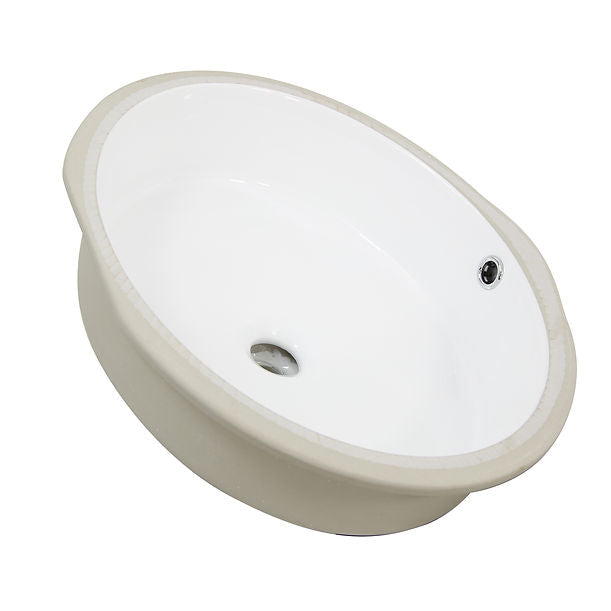 Flat Bottom Oval Undermount Sink - White - 17x 14 - Bowl depth 4.5
