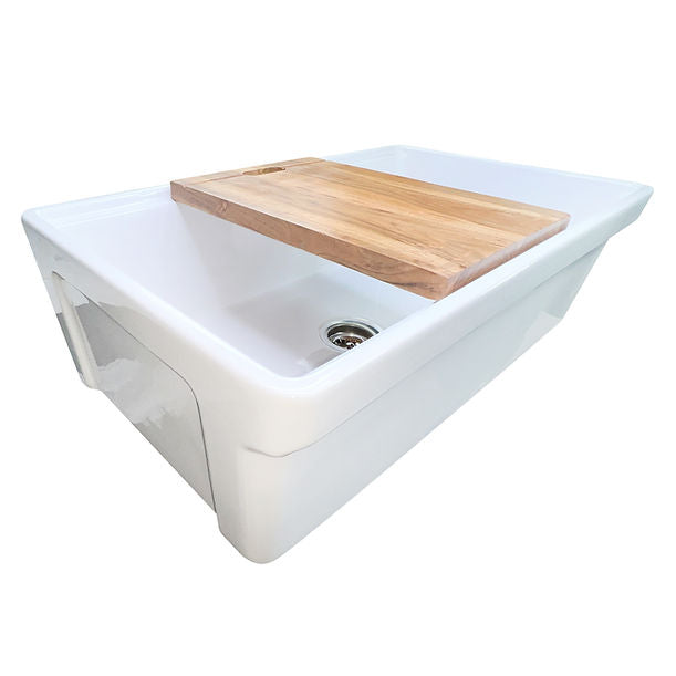 Nantucket 33" Single Bowl Workstation Fireclay Apron Sink with Cuttingboard