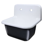 Nantucket 22in Cast Iron Highback Utility Sink White/Black