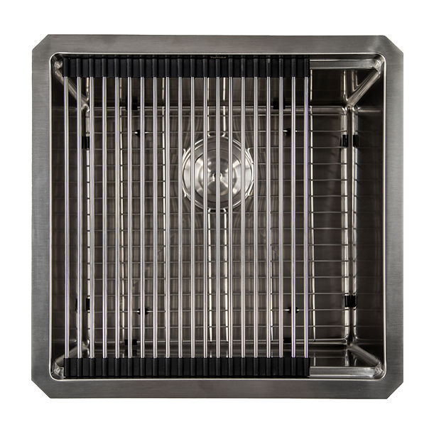 19" 16 Gauge Stainless Steel Workstation - Includes Bottom Grid, Cutting board and roll up mat.