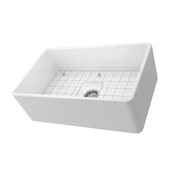 Nantucket - T-FCFS30 30" White Fireclay Farmhouse Kitchen Sink