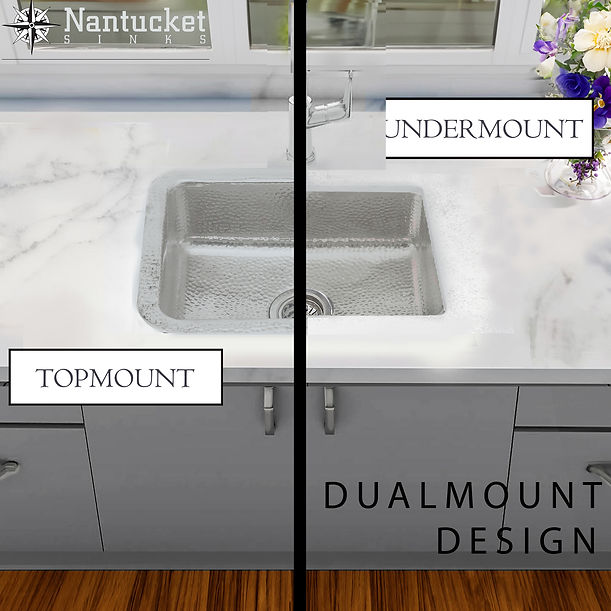 Nantucket RES - 20" Hammered Stainless Steel with a Matte Finish Rectangle Bar Sink