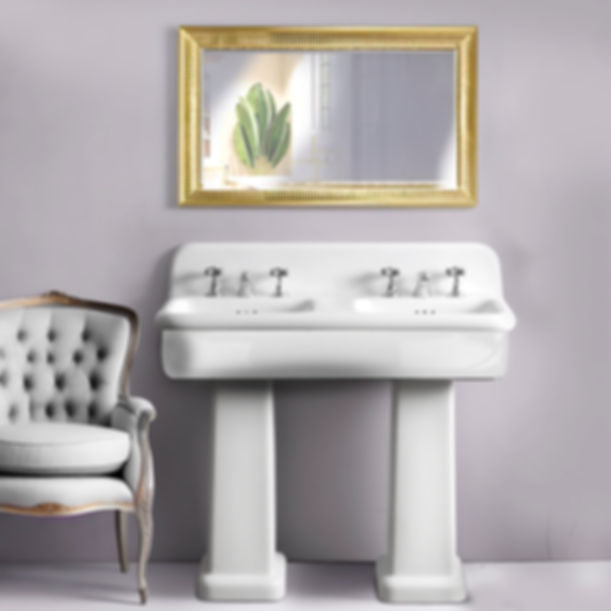 Nantucket Fireclay 30s Style Double Bowl Sink with White Bowls