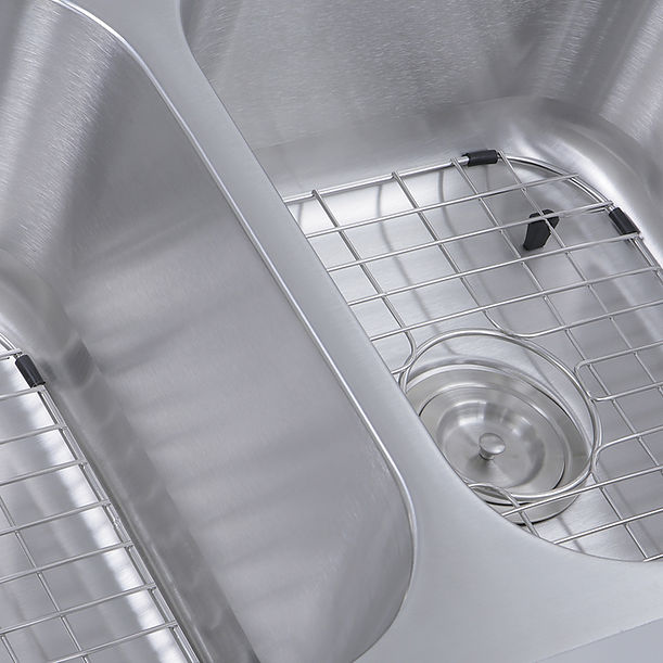 Nantucket 32.5" Double Bowl Equal Undermount Stainless Steel Kitchen Sink, 16 Gauge