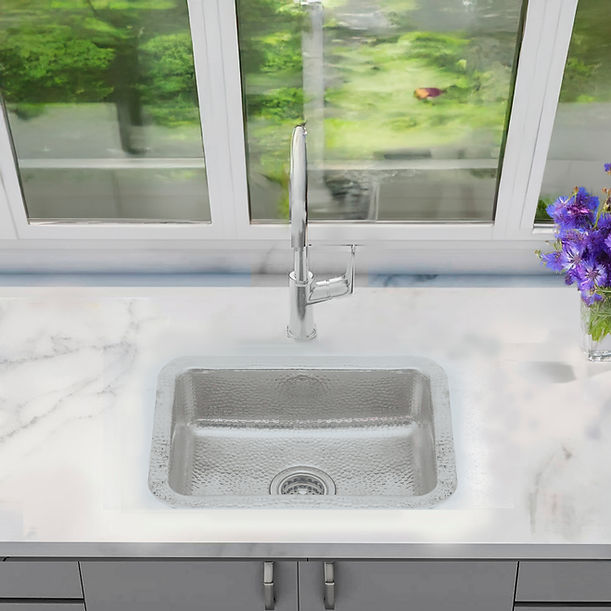Nantucket RES - 20" Hammered Stainless Steel with a Matte Finish Rectangle Bar Sink
