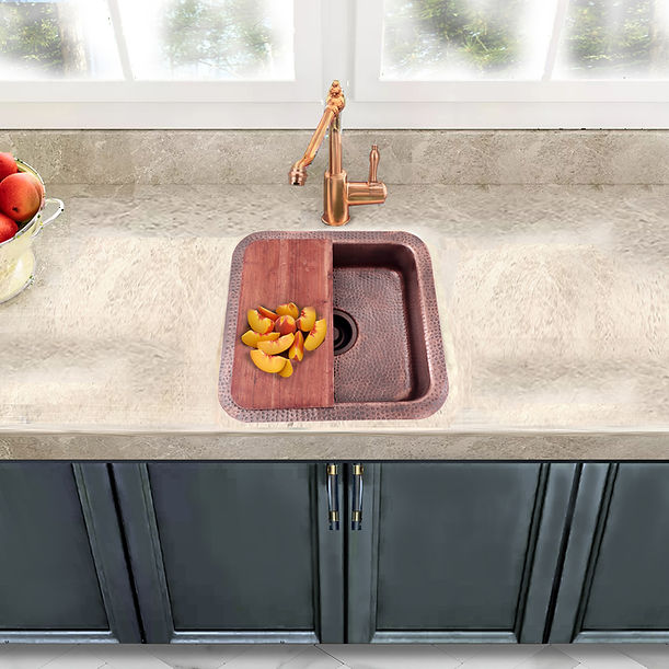 Nantucket SQRC-OF - 16.25" Hand Hammered Copper Square Undermount Bathroom Sink
