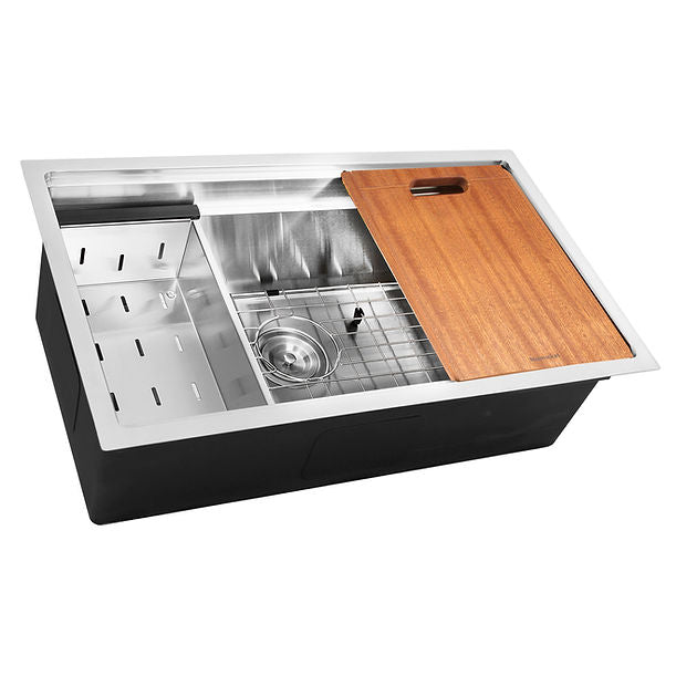 Nantucket SR-PS-3018-16 - 30" Pro Series Prep-Station Single Bowl Undermount Stainless Steel Kitchen Sink with Included Accessories