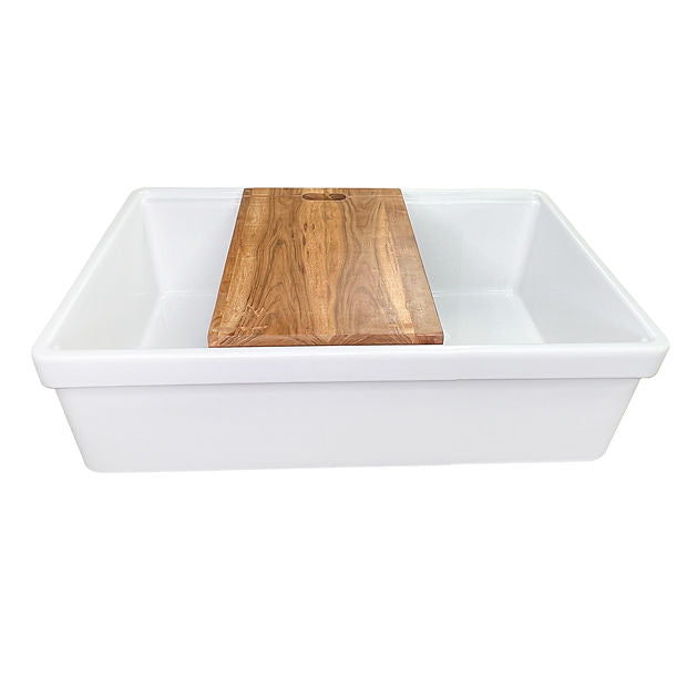 Nantucket 30" Single Bowl Workstation Fireclay Sink with Cuttingboard