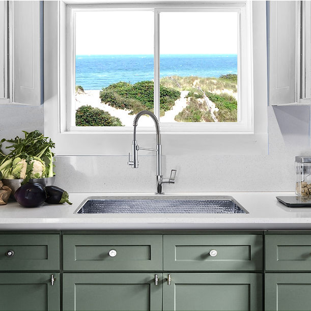 Nantucket Brightwork Collection 16 Gauge Hammered Stainless Steel Large Single Bowl Sink
