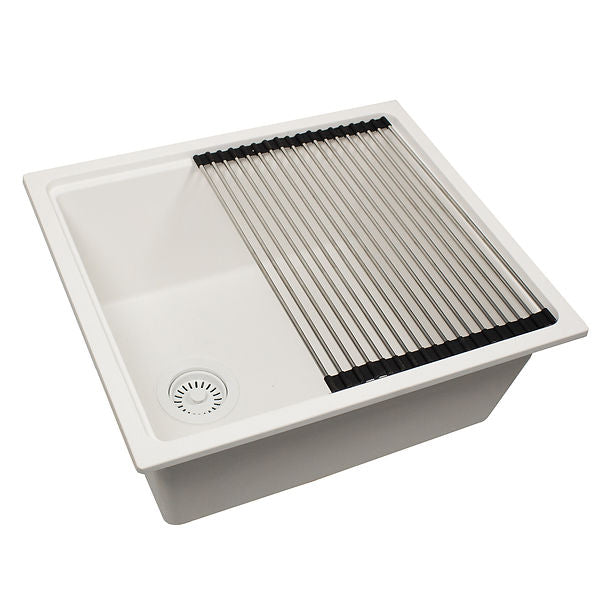 Nantucket 22" Dualmount Granite Composite Prep-Station with Side Set Drain