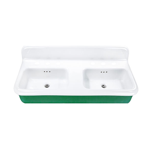 Nantucket Fireclay 30s Style Double Bowl Sink with White Bowls