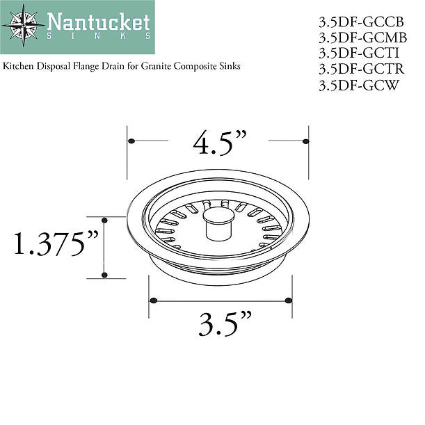Brown Disposer Flange with Strainer Kitchen Drain - For Granite Composite Sinks
