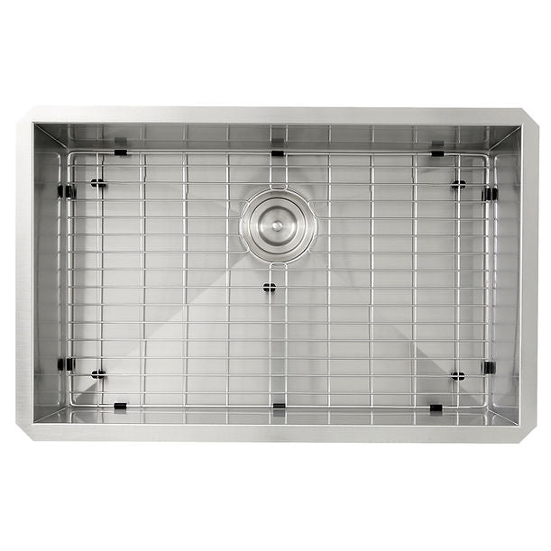 Nantucket ZR2818-8-16 - 28" Pro Series Large Rectangle Single Bowl Undermount Zero Radius Stainless Steel Kitchen Sink, 8" Deep