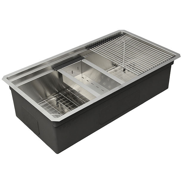 Nantucket SR-PS-3220-OSD - 32" ProfessioN/Al Prep Station Small Radius Undermount Stainless Kitchen Sink with Accessories