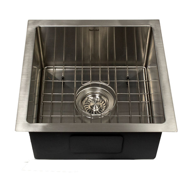 Nantucket AW1515-16 - 15" All Weather Collection Square Undermount Small Radius Stainless Steel Bar/Prep Sink