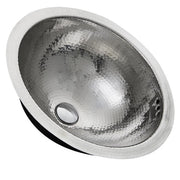 Nantucket RLS-OF 16.875" Hand Hammered Stainless Steel Round Undermount Bathroom Sink With Overflow