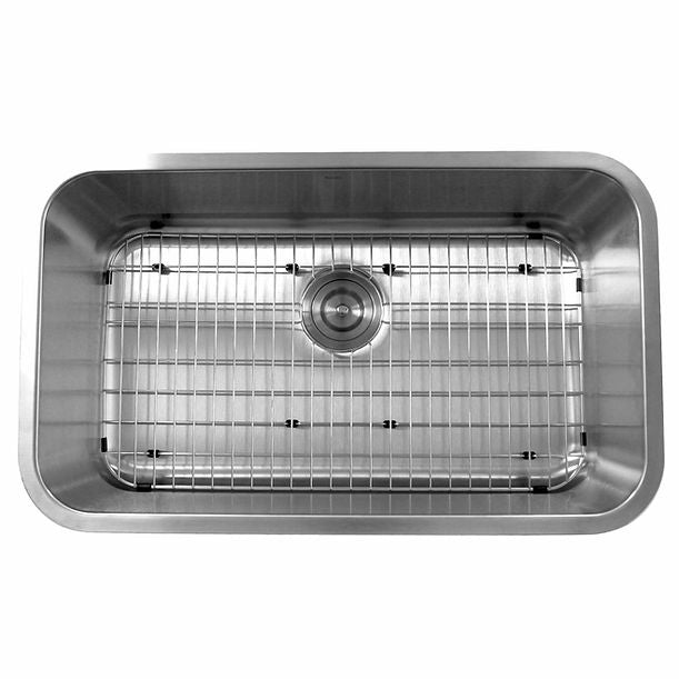 Nantucket NS3018-9-16 30" Large Rectangle Single Bowl Undermount Stainless Steel Kitchen Sink, 9"es Deep