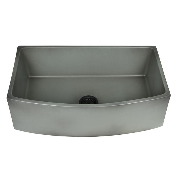 Italian Made Fine Fireclay Curved Apron Farmer Sink Optional Bottom Grid - BG-FC3320CA