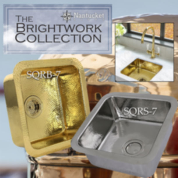 Nantucket SQRB-7 16.62" Hammered Brass Square Undermount Bar Sink