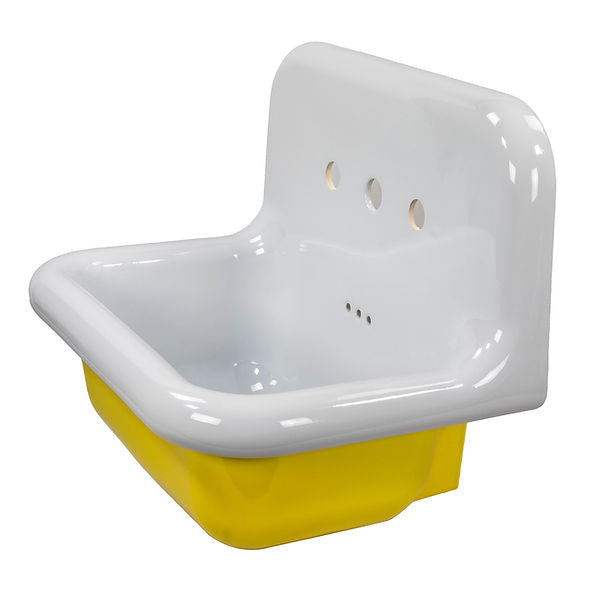 Nantucket Fireclay 30s Style Sink in white with a Yellow Bottom