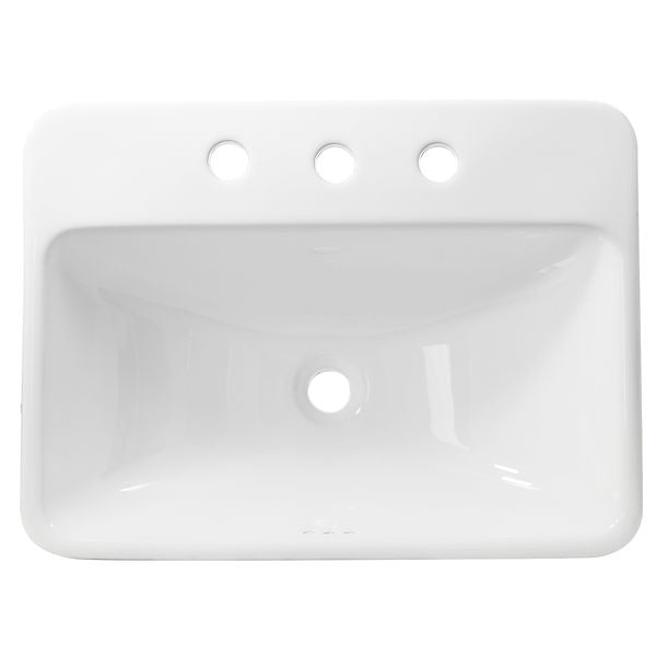 Nantucket 23" 3-hole Rectangular Drop-In Ceramic Vanity Sink DI-2317-R8